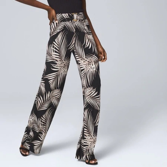 White House Black Market Pants - B2G1 WHBM Black/White Palm Leaf Wide Leg Pants